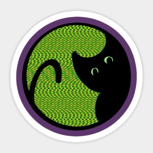 Black Cat with green eyes Sticker